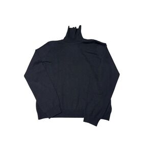 Brooks Brothers Merino Wool Silk Cashmere Turtleneck Sweater Black Womens Large